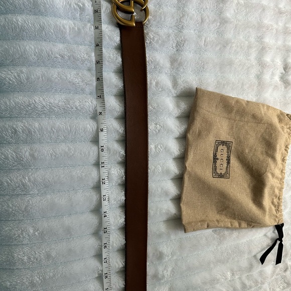 Gucci Brown Leather Belt with Gold Double G Buckle - Picture 11 of 12